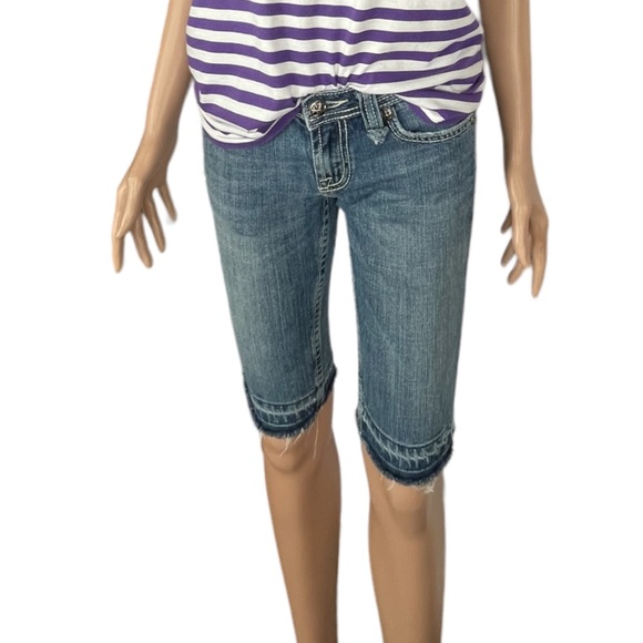 Miss Me Pants - Miss Me Embellished Distressed Medium-Wash Shorts |27